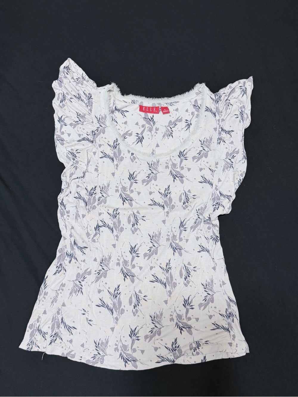 ELLE White Floral Ruffle Tank Top
